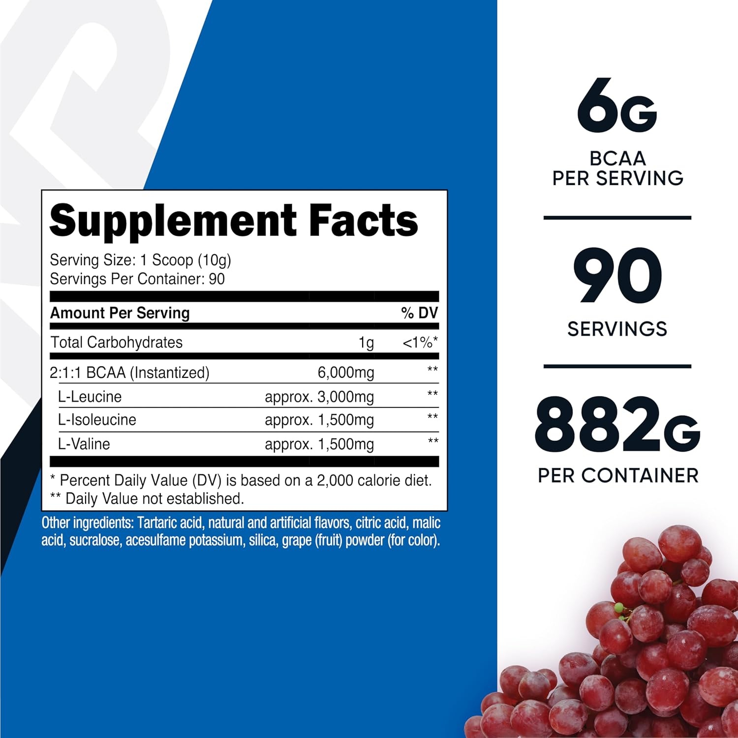 image:imageNutricost BCAA Powder Strawberry Kiwi 90 Servings Optimal 211 RatioGrape