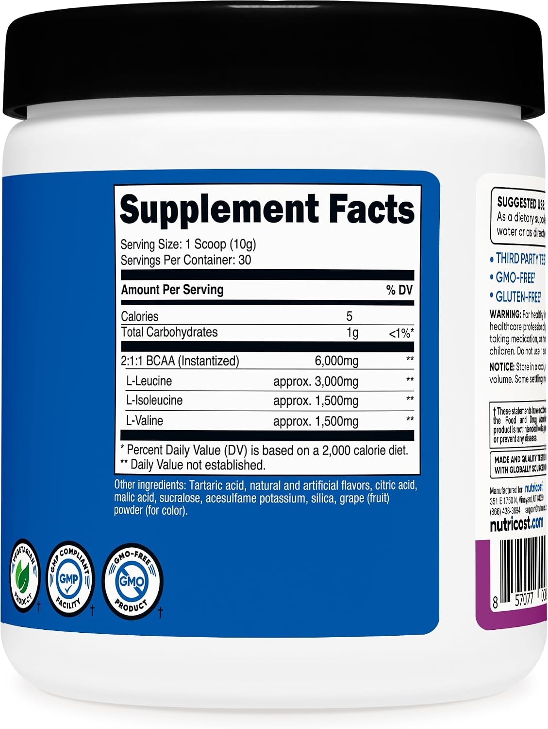 image:imageNutricost BCAA Powder Strawberry Kiwi 90 Servings Optimal 211 RatioGrape