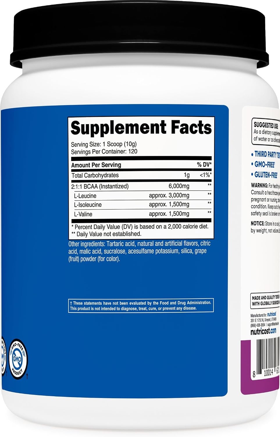 image:imageNutricost BCAA Powder Strawberry Kiwi 90 Servings Optimal 211 RatioGrape