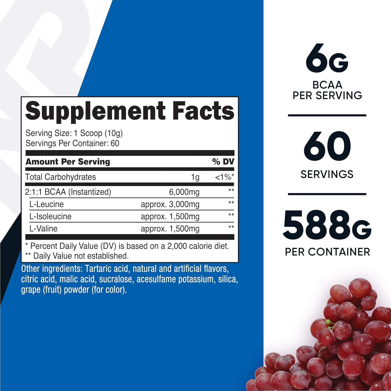 image:imageNutricost BCAA Powder Strawberry Kiwi 90 Servings Optimal 211 RatioGrape