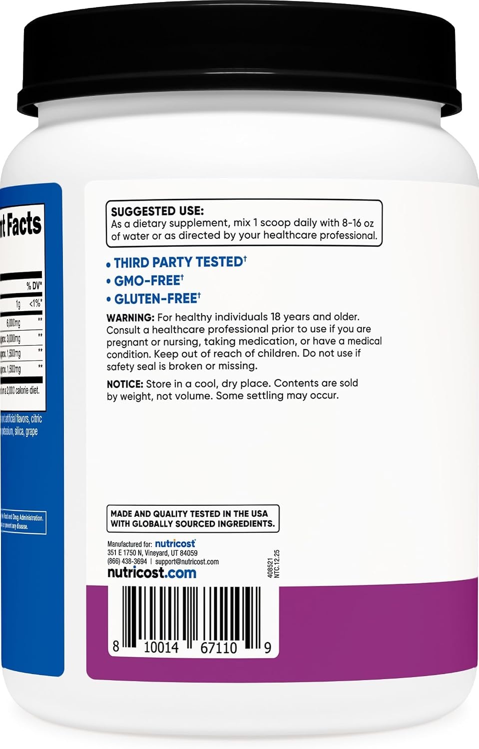 image:imageNutricost BCAA Powder Strawberry Kiwi 90 Servings Optimal 211 RatioGrape