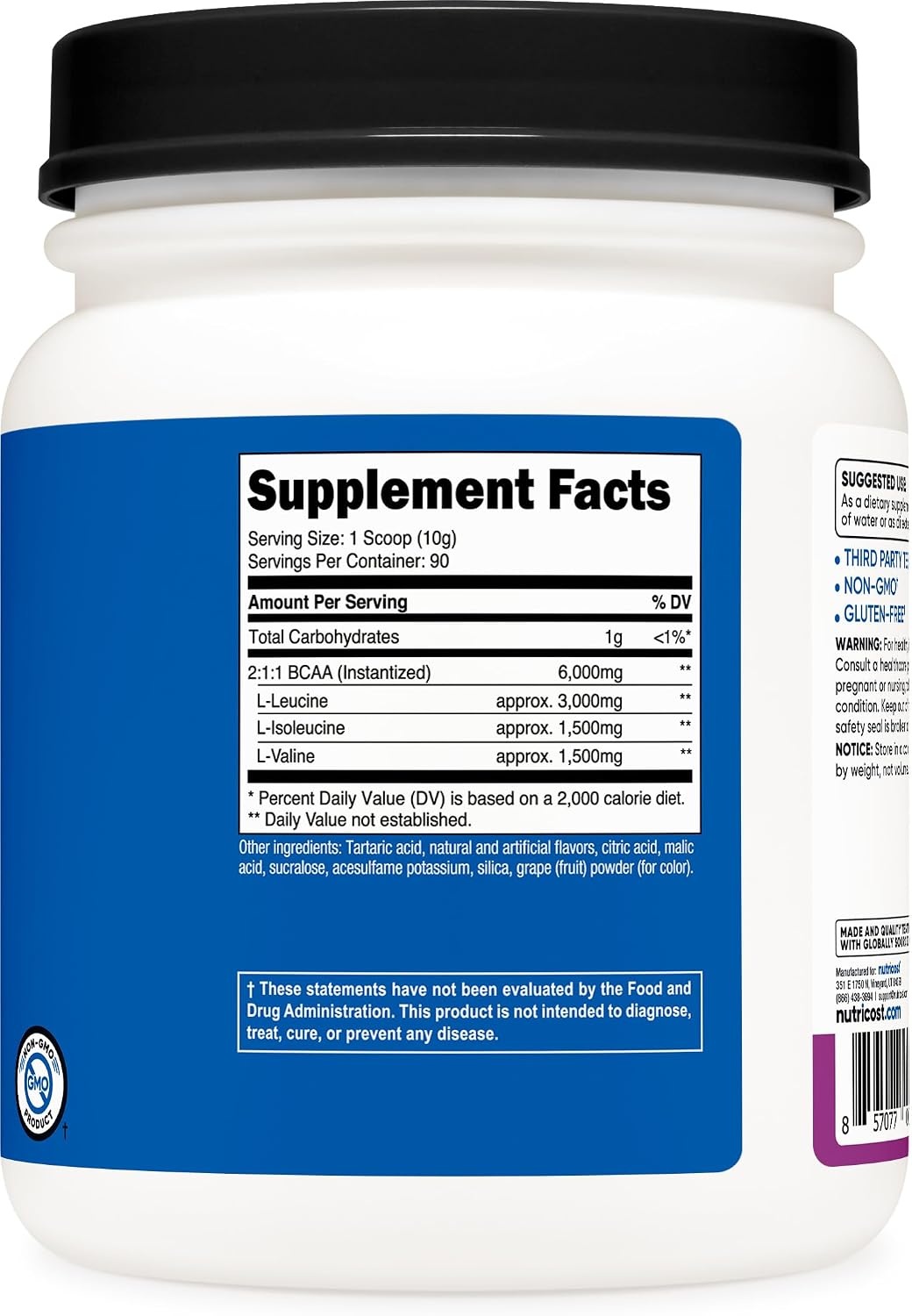 image:imageNutricost BCAA Powder Strawberry Kiwi 90 Servings Optimal 211 RatioGrape