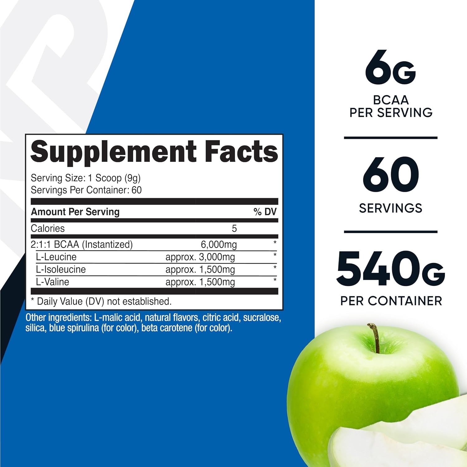image:imageNutricost BCAA Powder Strawberry Kiwi 90 Servings Optimal 211 RatioGreen Apple