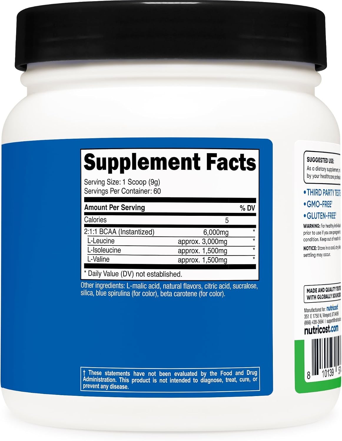 image:imageNutricost BCAA Powder Strawberry Kiwi 90 Servings Optimal 211 RatioGreen Apple