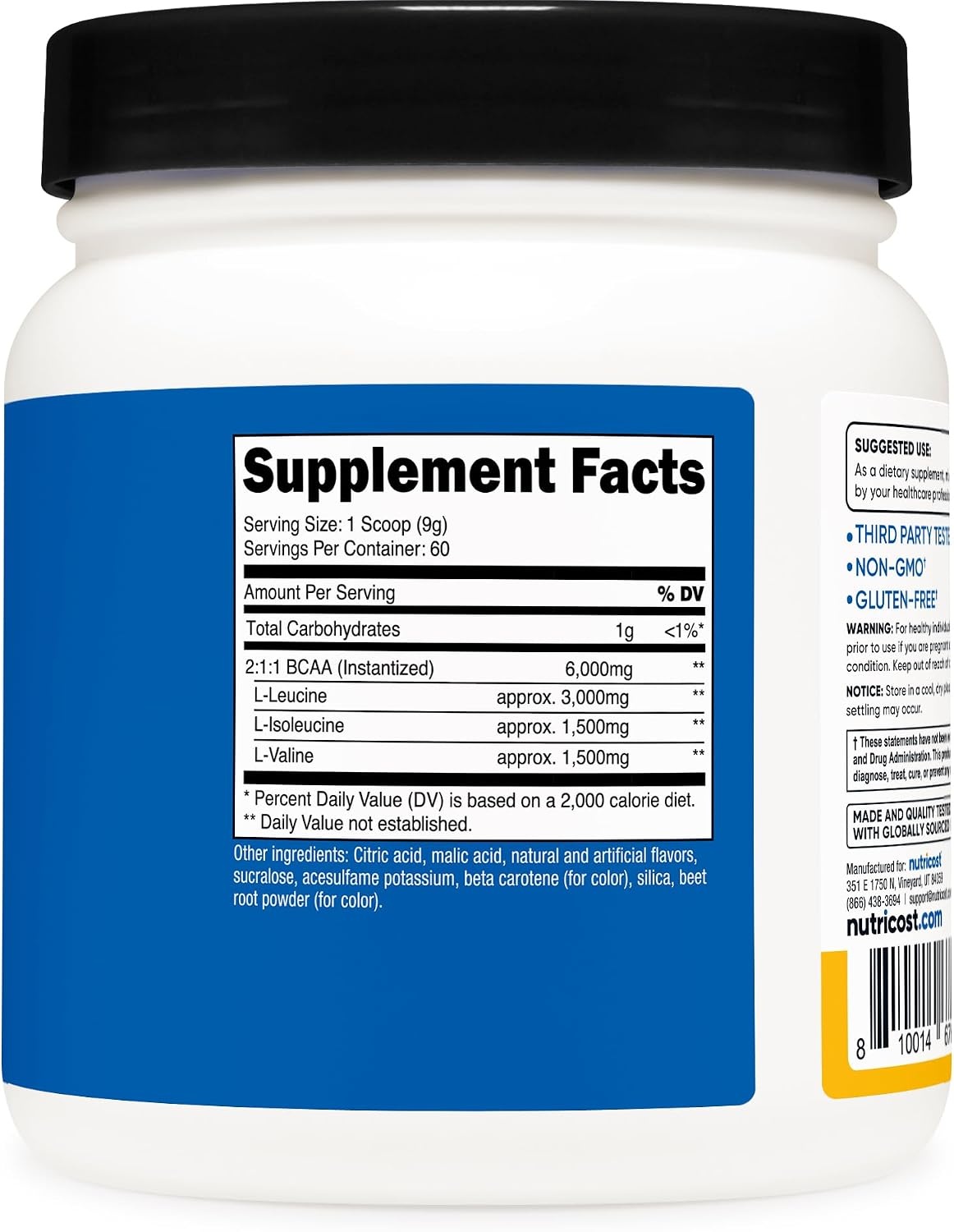 image:imageNutricost BCAA Powder Strawberry Kiwi 90 Servings Optimal 211 RatioOrange Mango