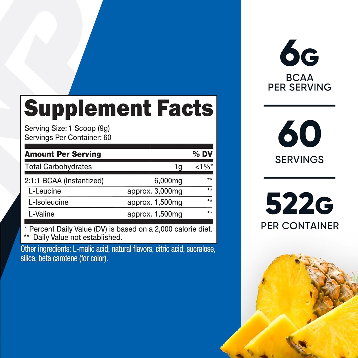 image:imageNutricost BCAA Powder Strawberry Kiwi 90 Servings Optimal 211 RatioPineapple