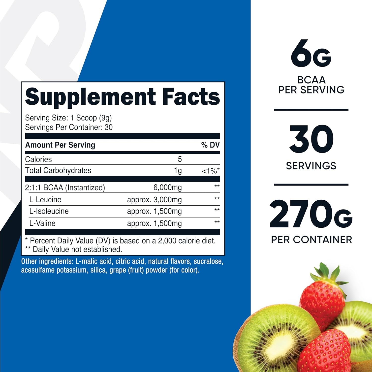 image:imageNutricost BCAA Powder Strawberry Kiwi 90 Servings Optimal 211 RatioStrawberry Kiwi