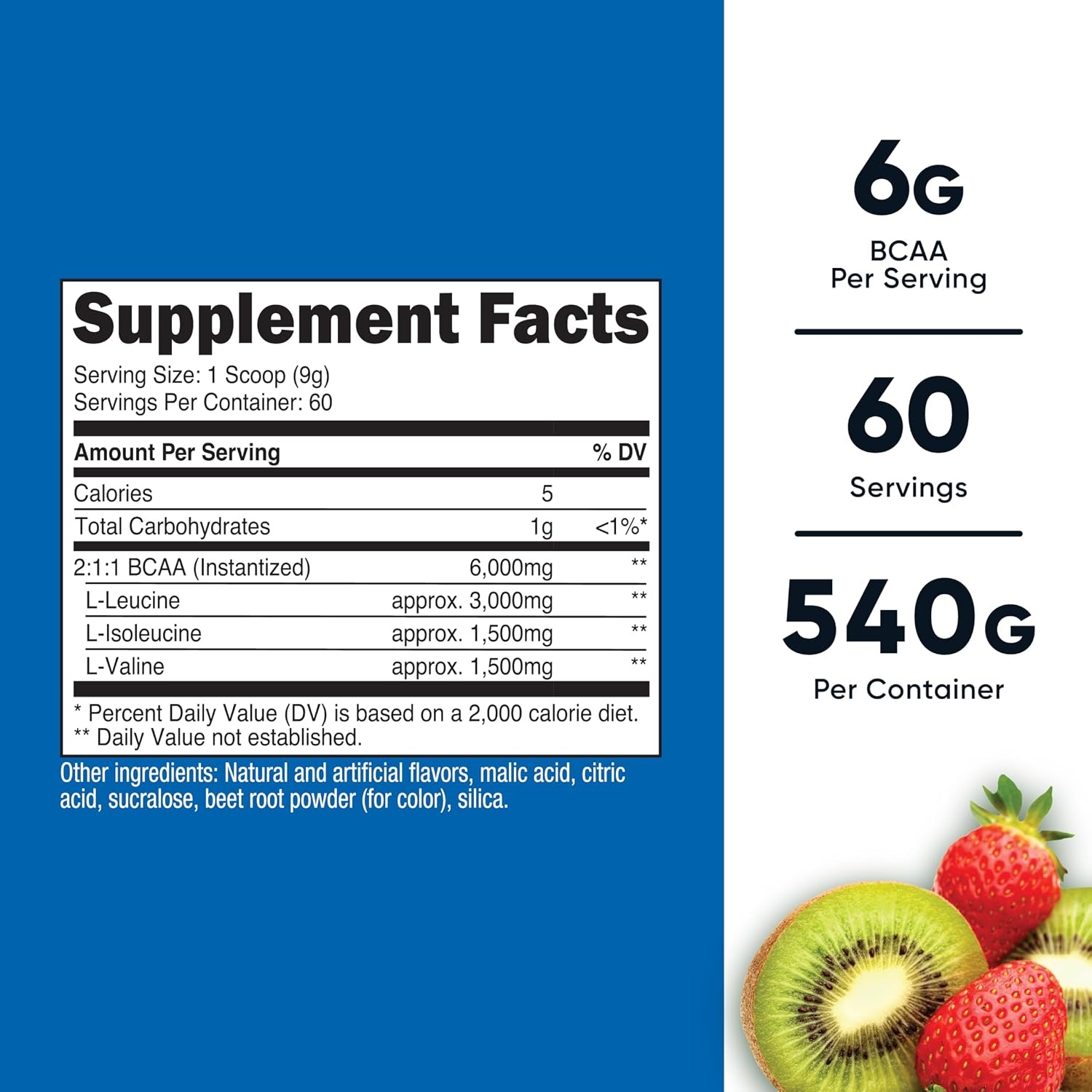 image:imageNutricost BCAA Powder Strawberry Kiwi 90 Servings Optimal 211 RatioStrawberry Kiwi