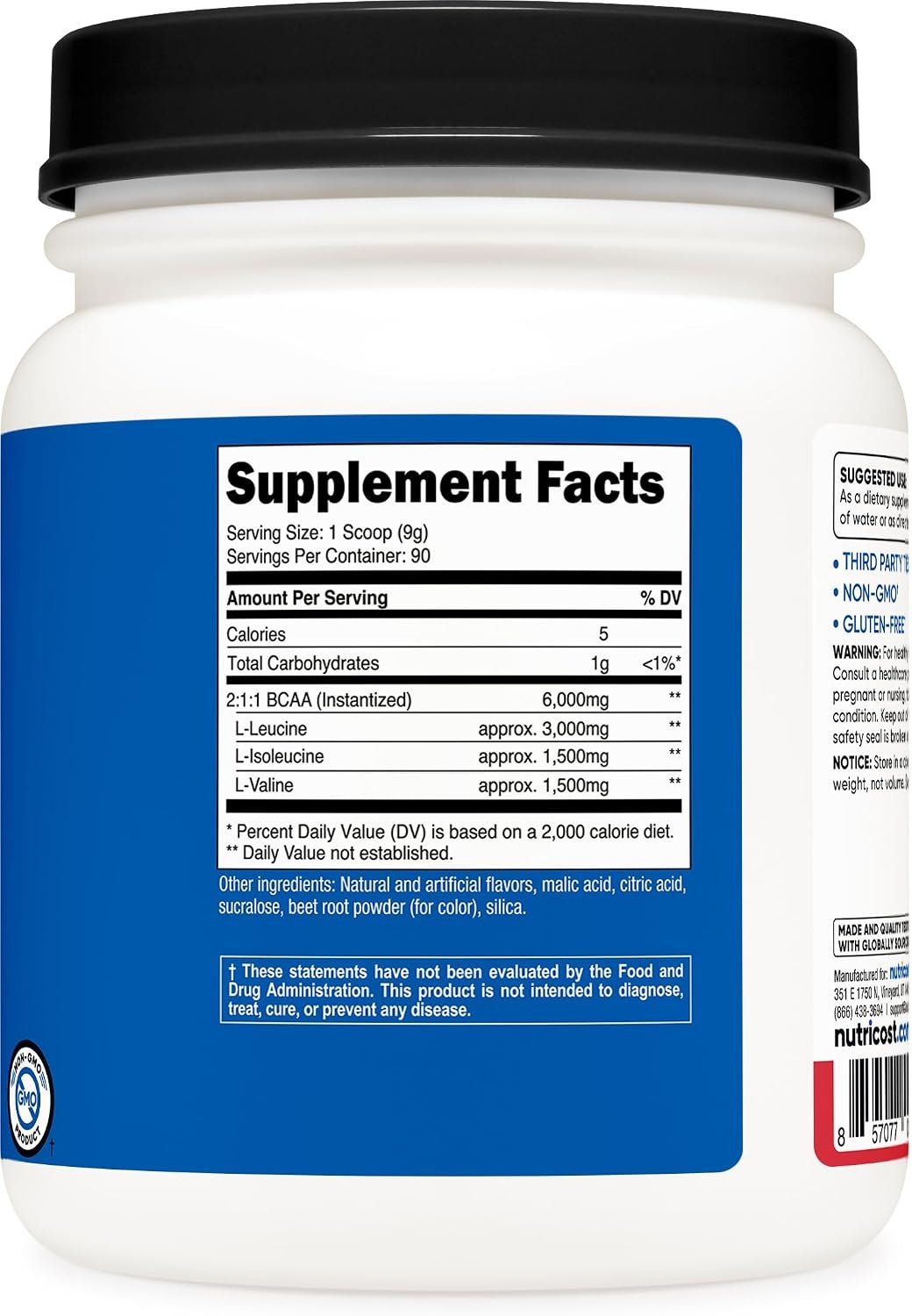 image:imageNutricost BCAA Powder Strawberry Kiwi 90 Servings Optimal 211 RatioStrawberry Kiwi