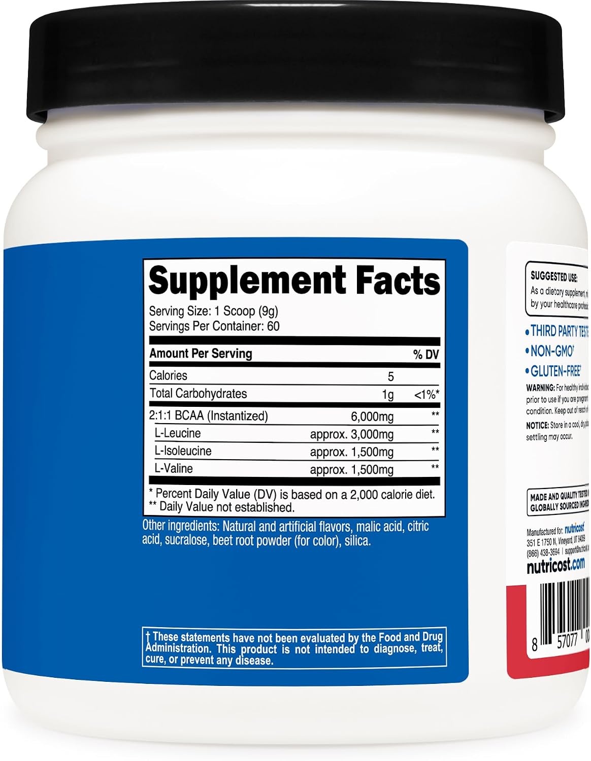 image:imageNutricost BCAA Powder Strawberry Kiwi 90 Servings Optimal 211 RatioStrawberry Kiwi
