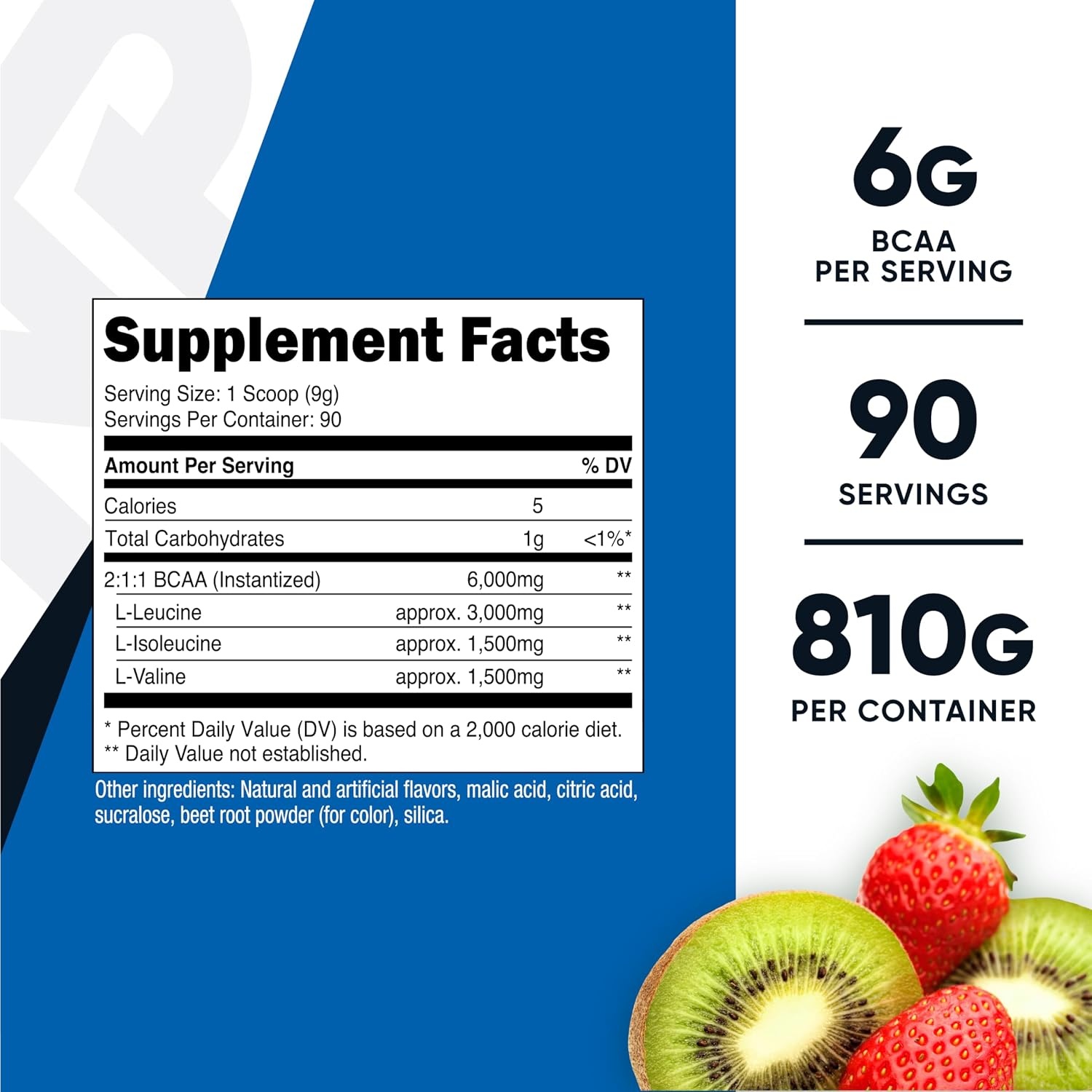 image:imageNutricost BCAA Powder Strawberry Kiwi 90 Servings Optimal 211 RatioStrawberry Kiwi