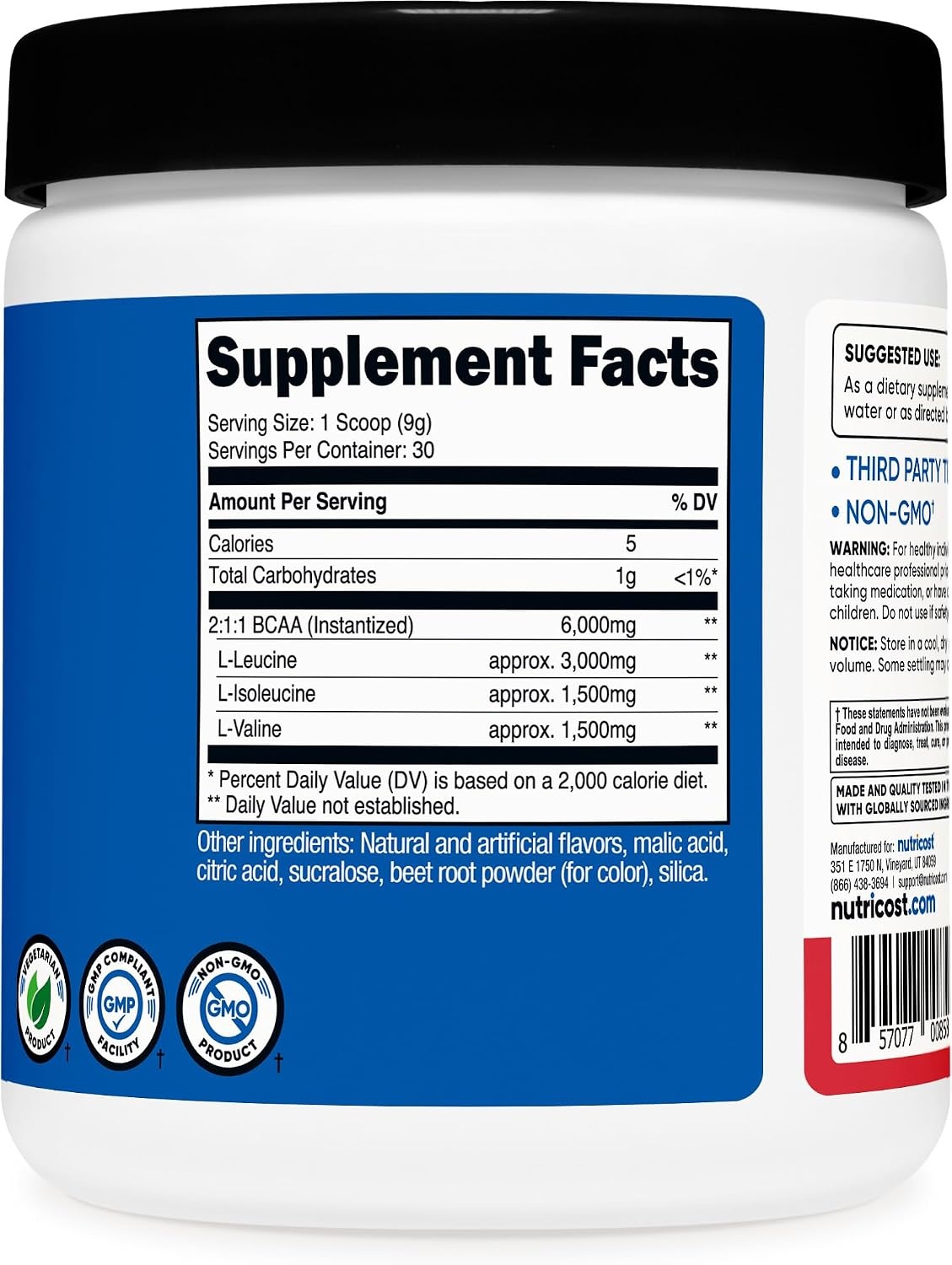 image:imageNutricost BCAA Powder Strawberry Kiwi 90 Servings Optimal 211 RatioStrawberry Kiwi