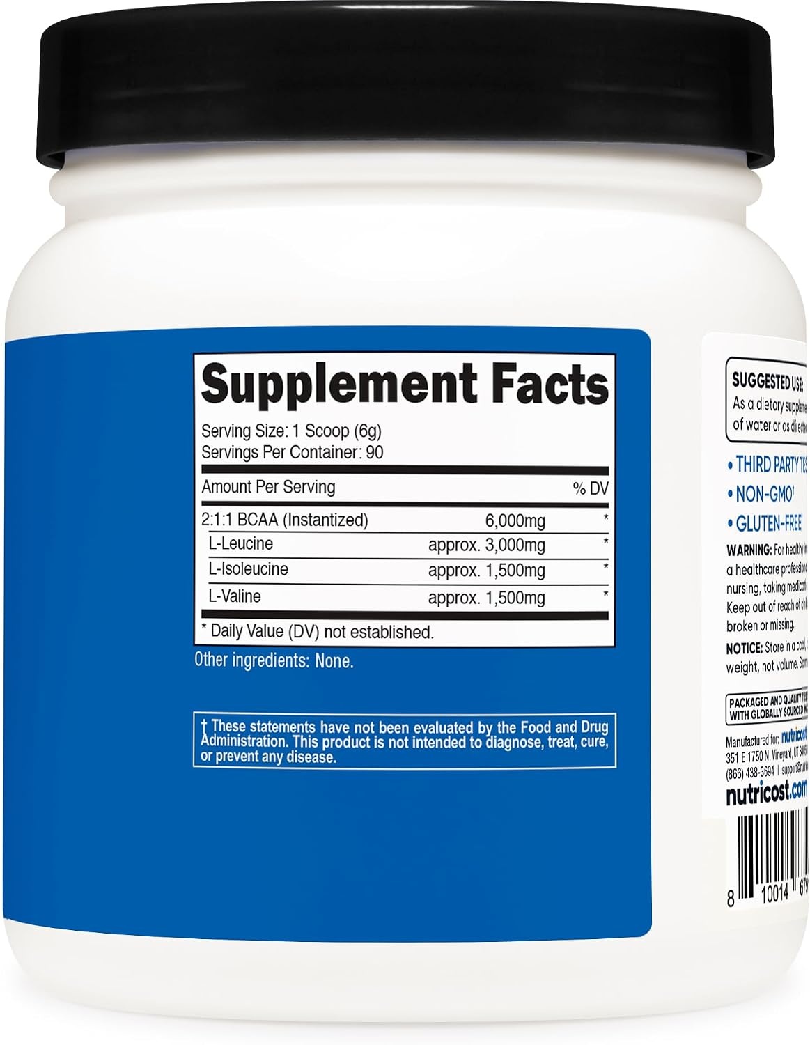 image:imageNutricost BCAA Powder Strawberry Kiwi 90 Servings Optimal 211 RatioUnflavored