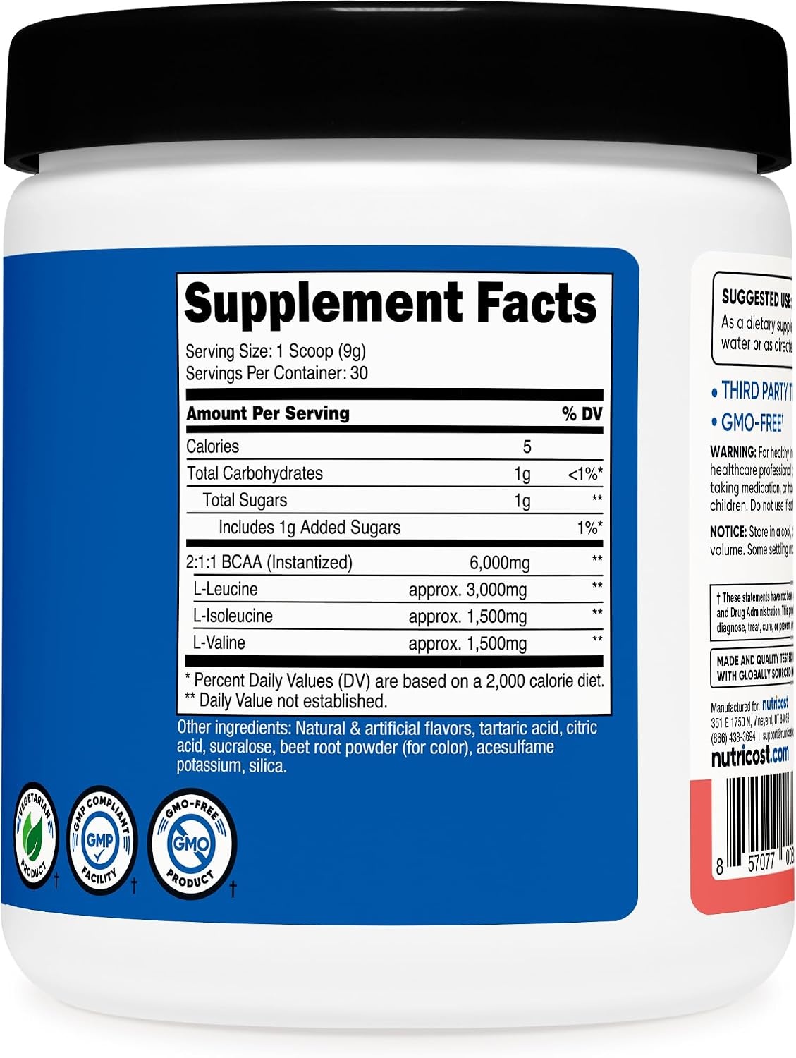 image:imageNutricost BCAA Powder Strawberry Kiwi 90 Servings Optimal 211 RatioWatermelon