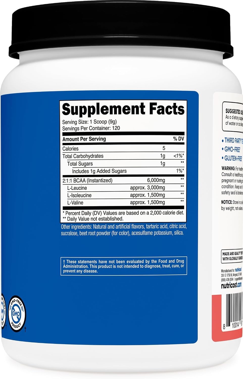 image:imageNutricost BCAA Powder Strawberry Kiwi 90 Servings Optimal 211 RatioWatermelon