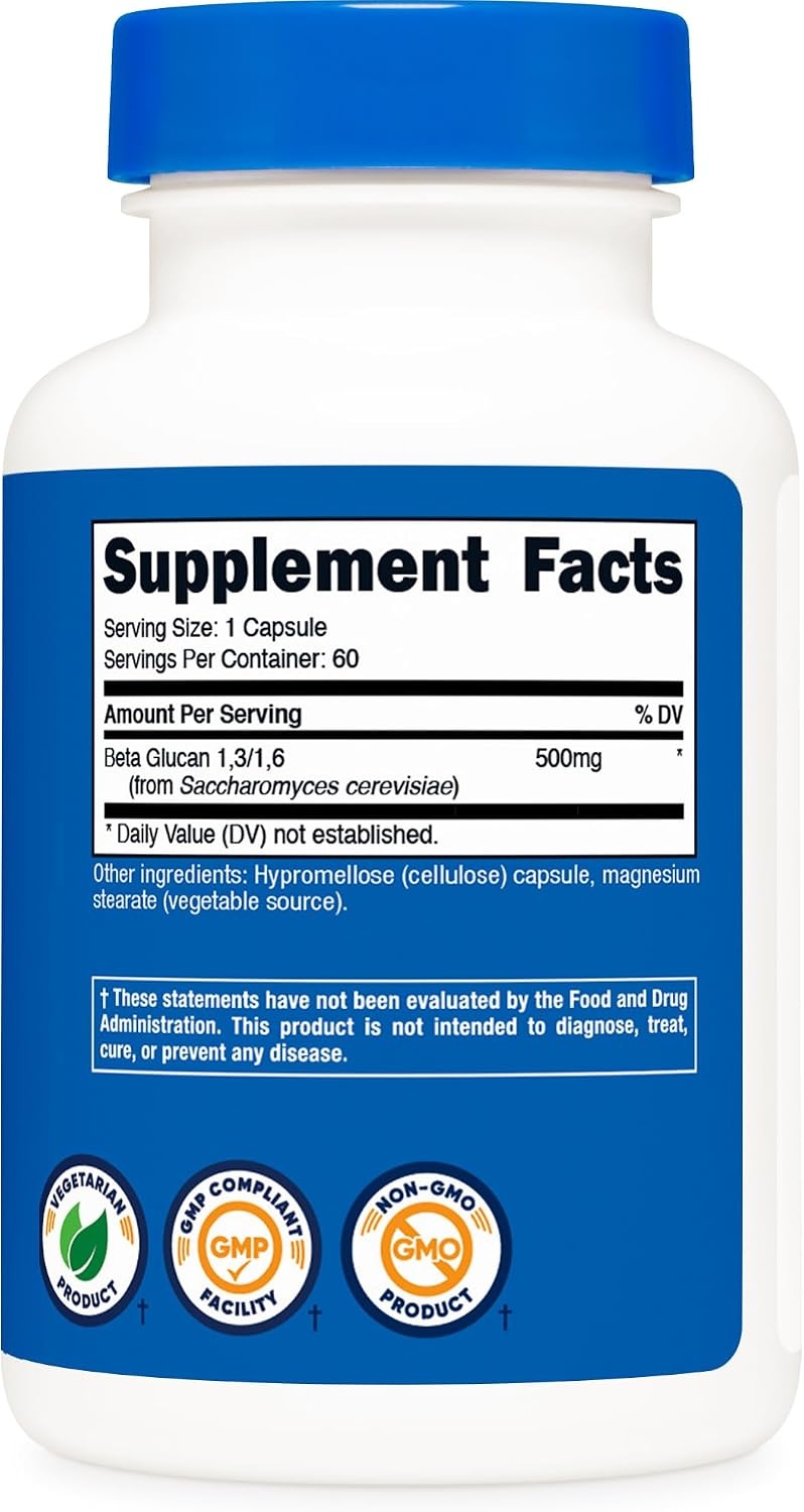 image:imageNutricost Beta Glucan 500mg 1316 DGlucan 60 Vegetarian Capsules60 Count Pack of 1