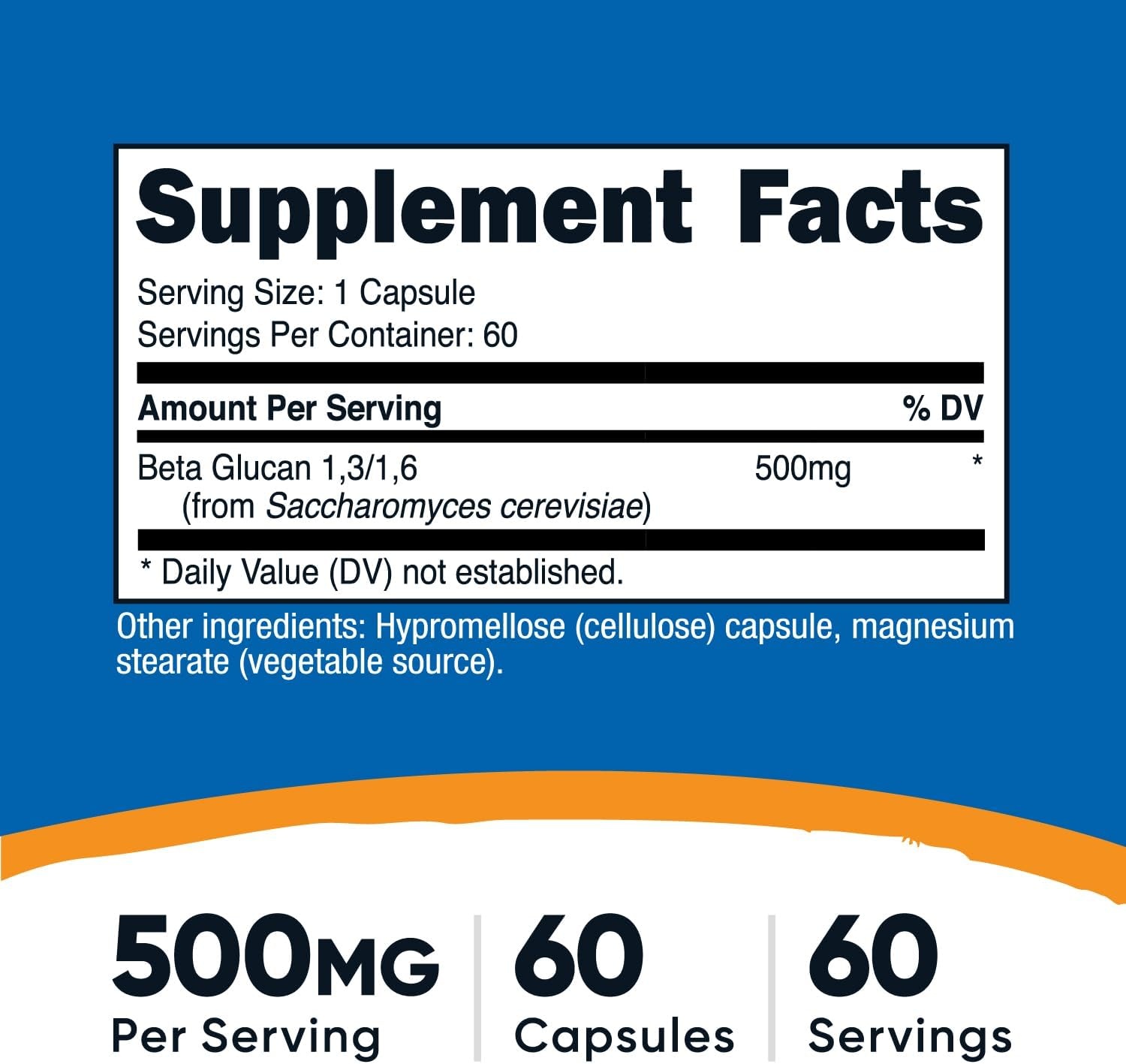 image:imageNutricost Beta Glucan 500mg 1316 DGlucan 60 Vegetarian Capsules60 Count Pack of 1