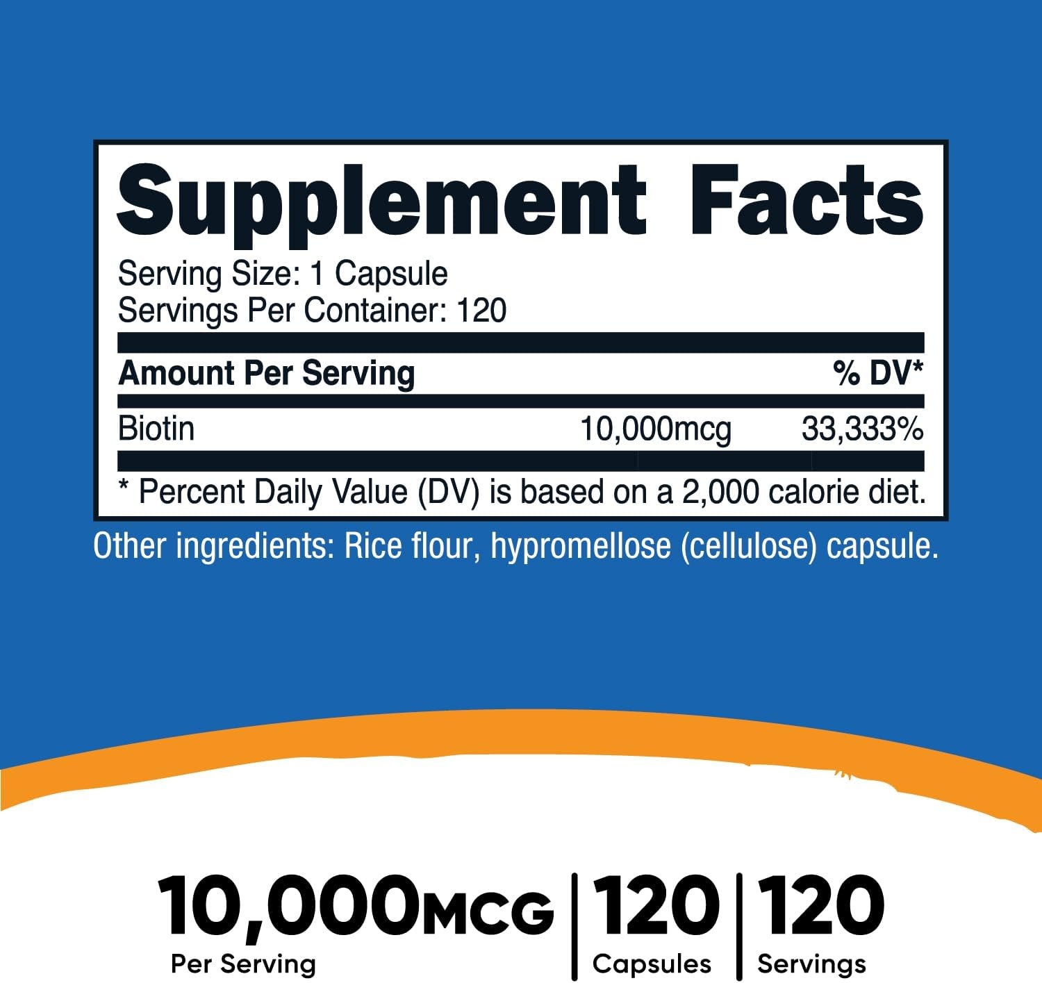 image:imageNutricost Biotin Vitamin B7 10000mcg 10mg 240 Capsules Quick Release120 Capsules