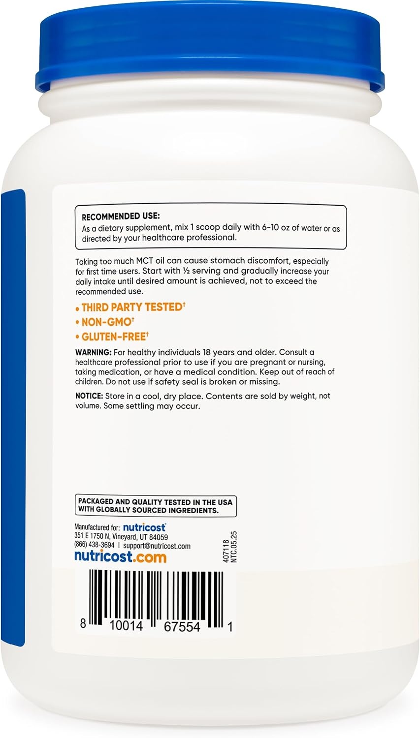image:imageNutricost C8 MCT Oil Powder 2LBS 32oz 95 C8 MCT Oil PowderUnflavored