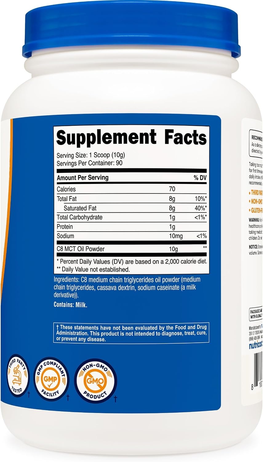 image:imageNutricost C8 MCT Oil Powder 2LBS 32oz 95 C8 MCT Oil PowderUnflavored