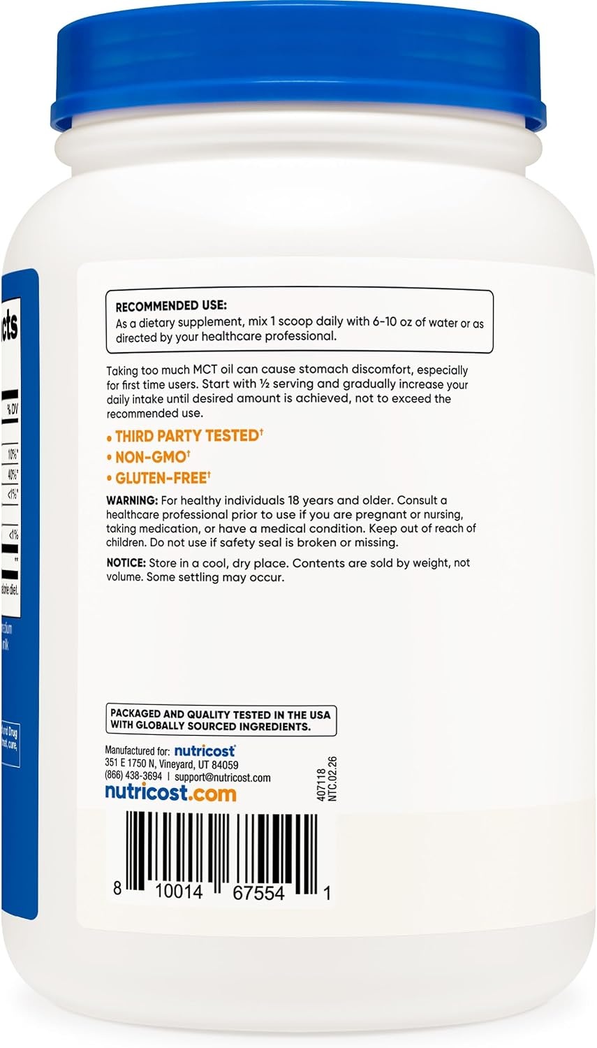 image:imageNutricost C8 MCT Oil Powder 2LBS 32oz 95 C8 MCT Oil PowderUnflavored