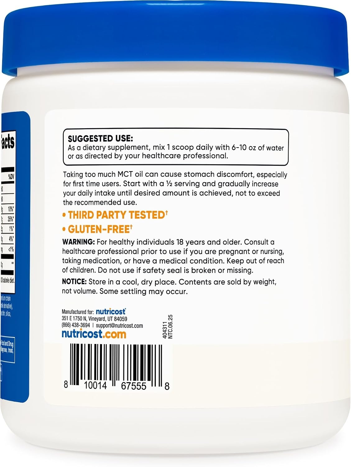image:imageNutricost C8 MCT Oil Powder 2LBS 32oz 95 C8 MCT Oil PowderUnflavored