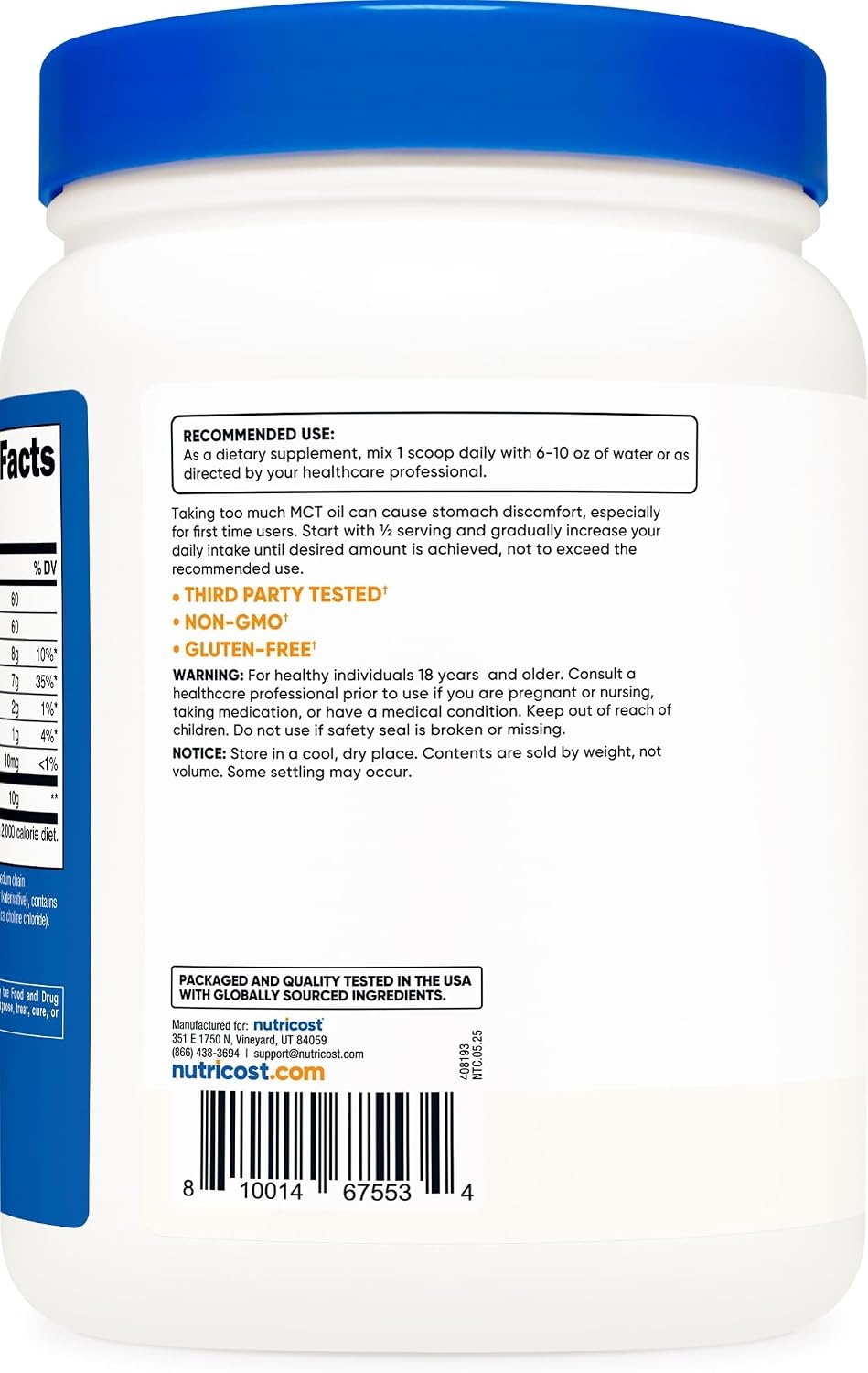 image:imageNutricost C8 MCT Oil Powder 2LBS 32oz 95 C8 MCT Oil PowderUnflavored