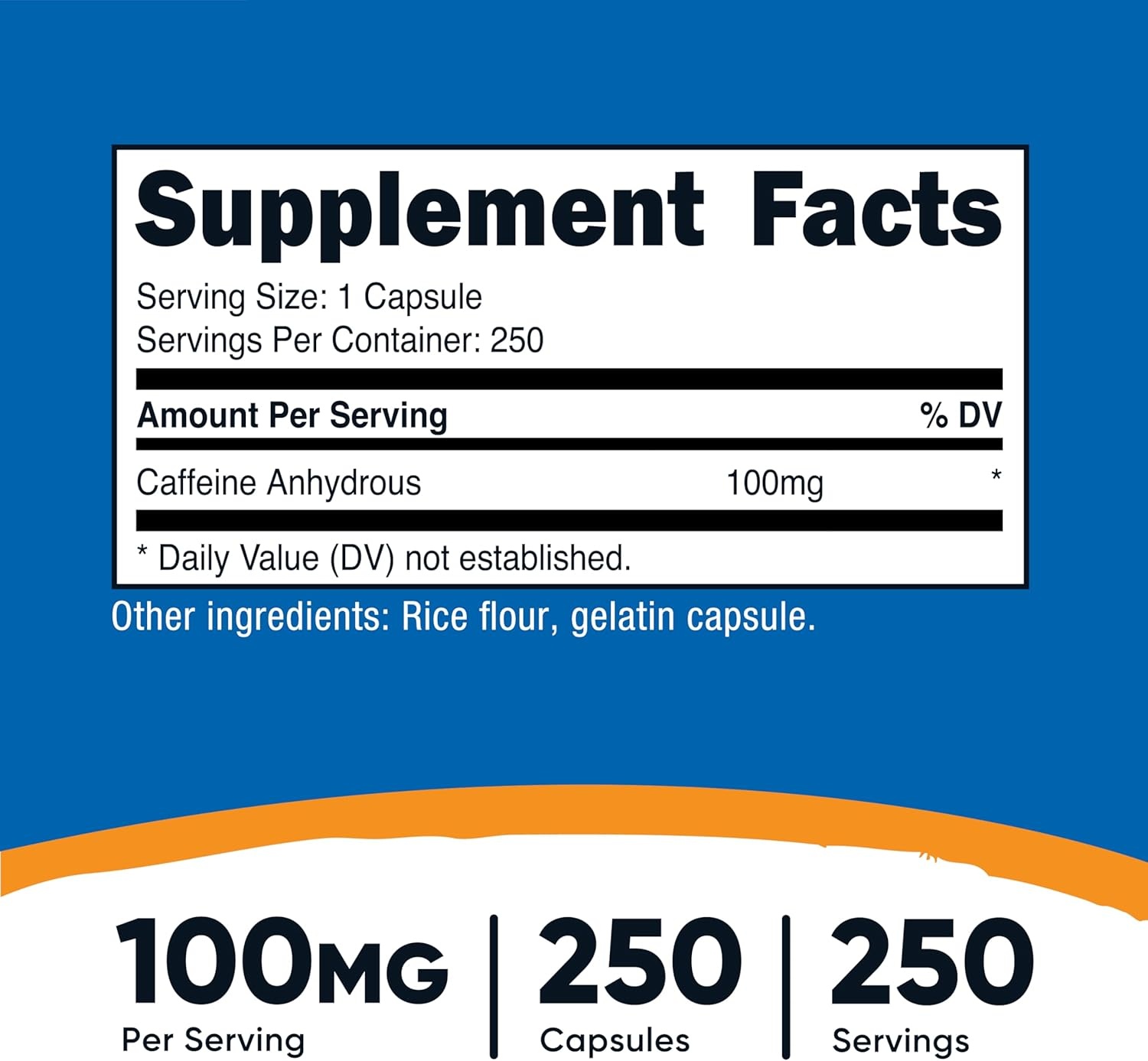image:imageNutricost Caffeine Pills 100mg Per Serving 250 Capsules250 Count Pack of 1