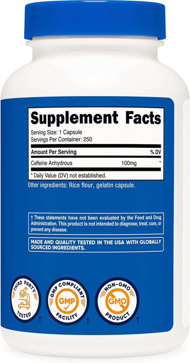 image:imageNutricost Caffeine Pills 100mg Per Serving 250 Capsules250 Count Pack of 2
