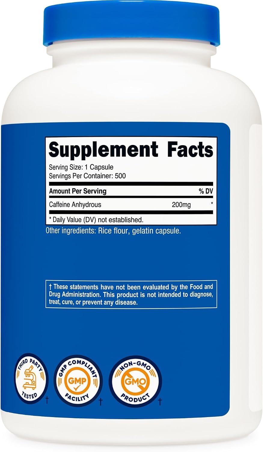 image:imageNutricost Caffeine Pills 200mg 120 Capsules Gluten Free NonGMO2 Count Pack of 500