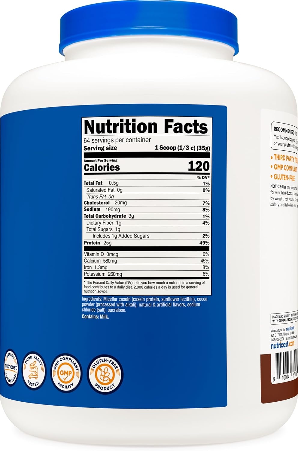 image:imageNutricost Casein Protein Powder 2lb UnflavoredChocolate