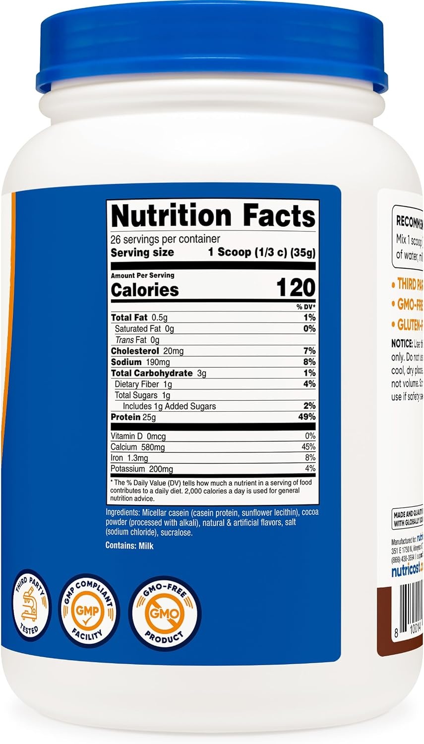 image:imageNutricost Casein Protein Powder 2lb UnflavoredChocolate