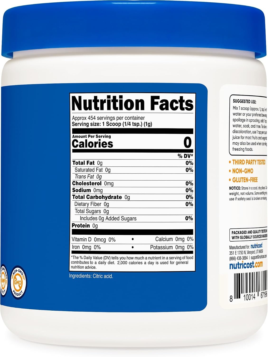 image:imageNutricost Citric Acid Powder 1LB 1G Per Serving162 Ounce Pack of 1