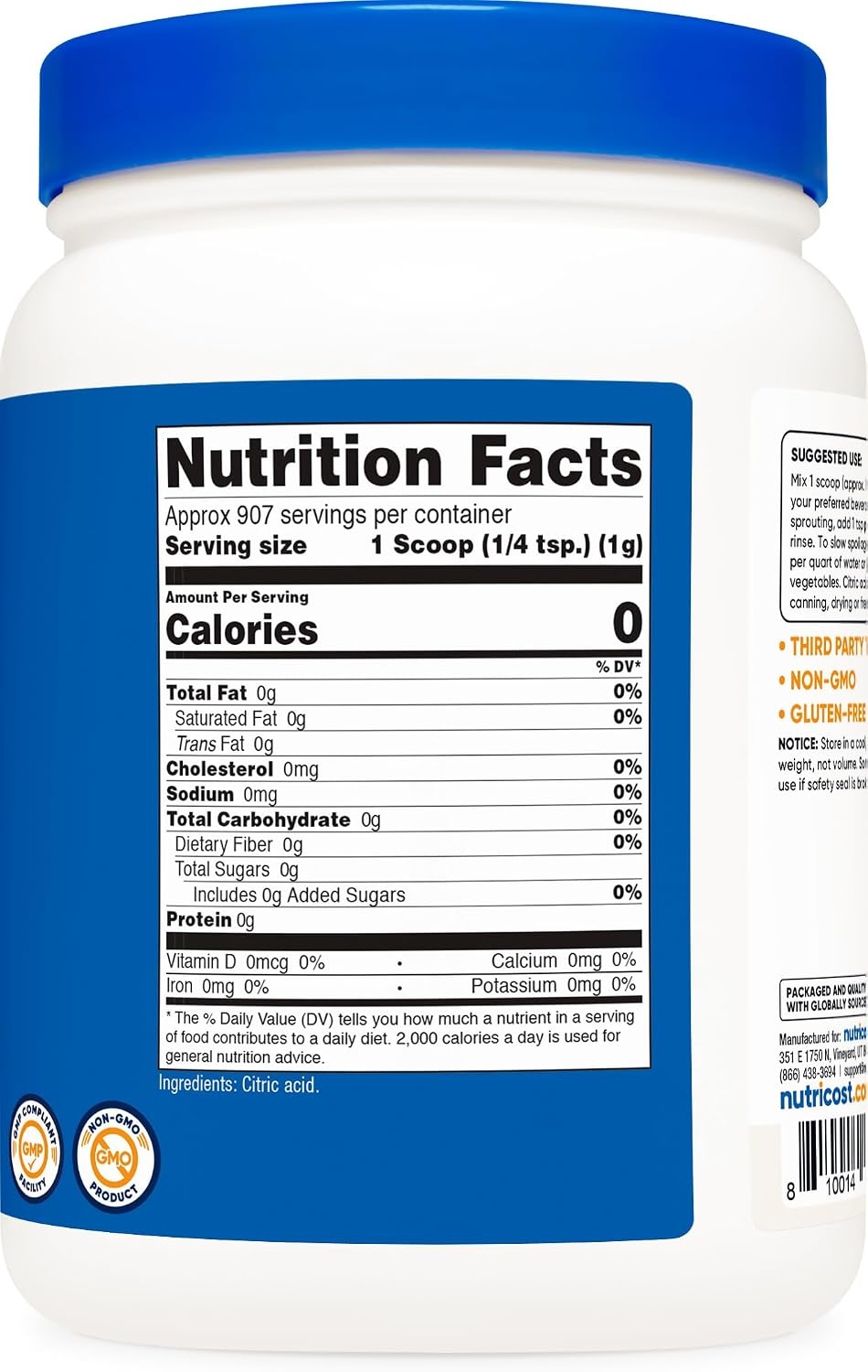 image:imageNutricost Citric Acid Powder 1LB 1G Per Serving2 Pound Pack of 1