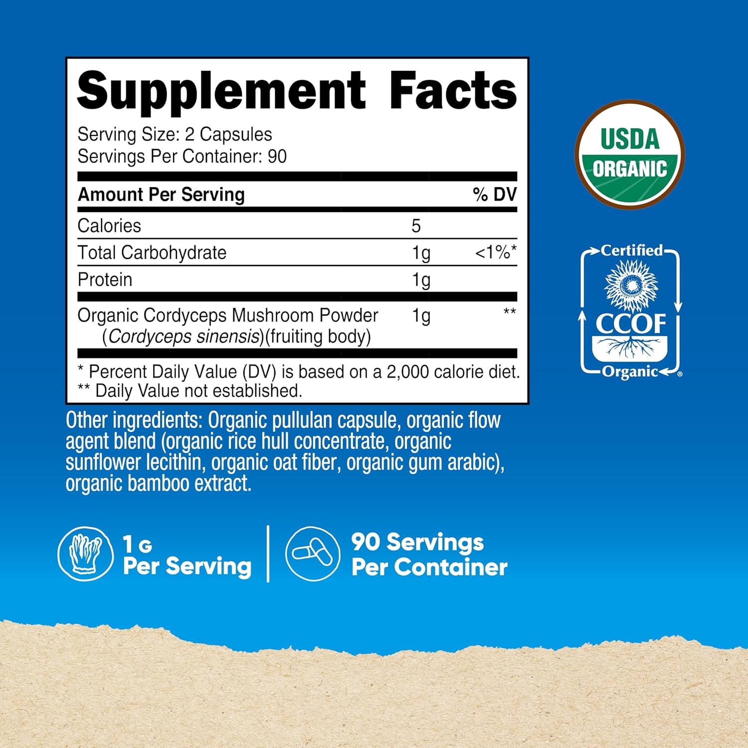 image:imageNutricost Cordyceps Mushroom 1100mg 90 Capsules GlutenFree 45 Servings180 Count Pack of 1