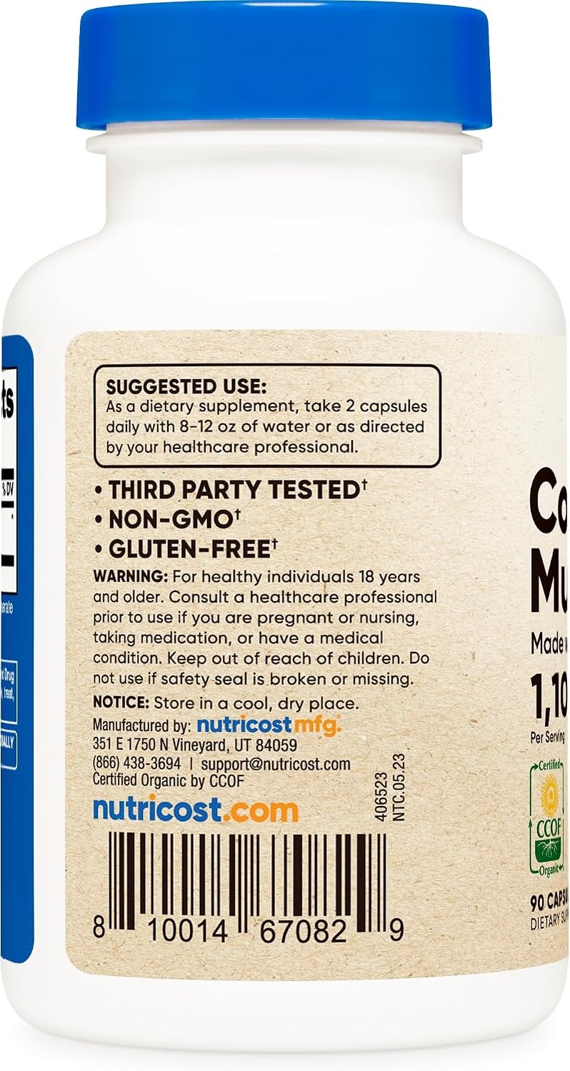 image:imageNutricost Cordyceps Mushroom 1100mg 90 Capsules GlutenFree 45 Servings90 Count Pack of 1