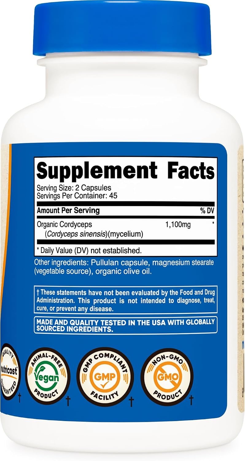 image:imageNutricost Cordyceps Mushroom 1100mg 90 Capsules GlutenFree 45 Servings90 Count Pack of 1
