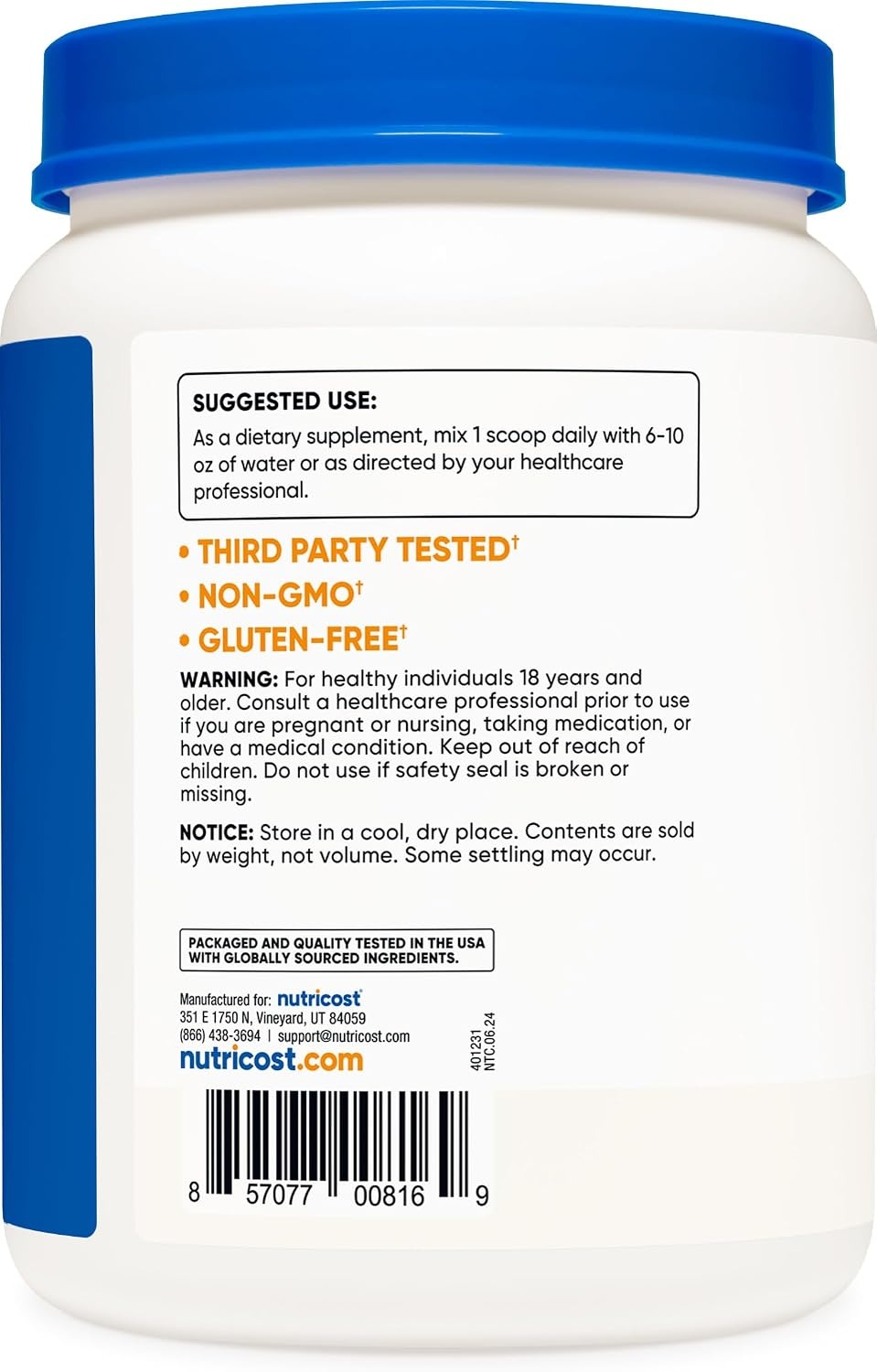 image:imageNutricost DAspartic Acid DAA Powder 500G DAA Supplement1 500G Bottle