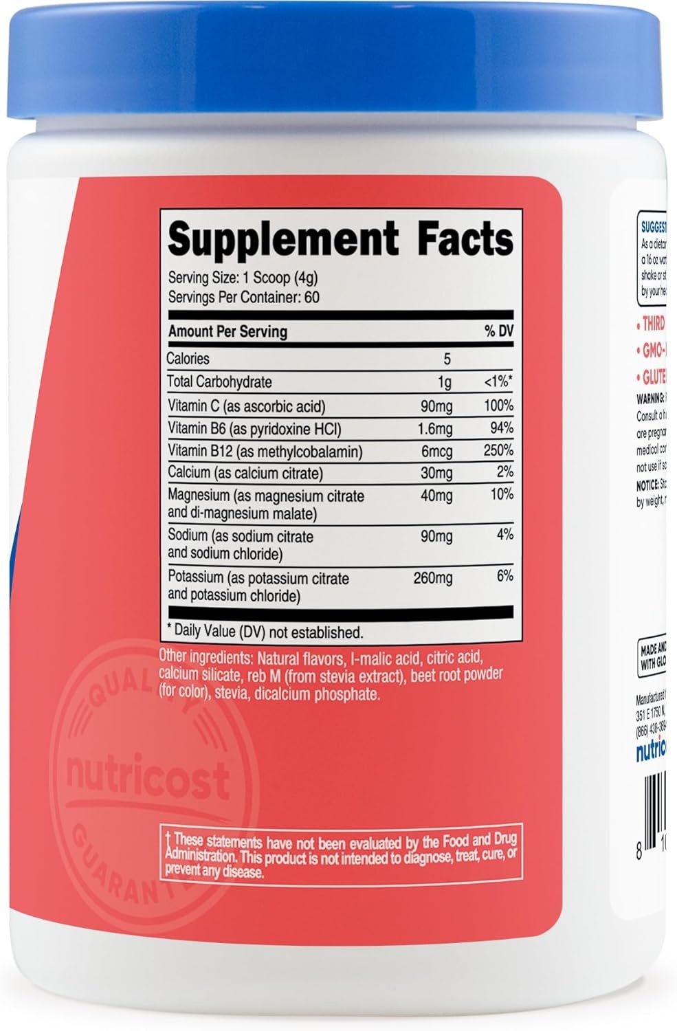 image:imageNutricost Electrolyte Complex Powder 60 Servings Blue RaspberryStrawberry Lemonade