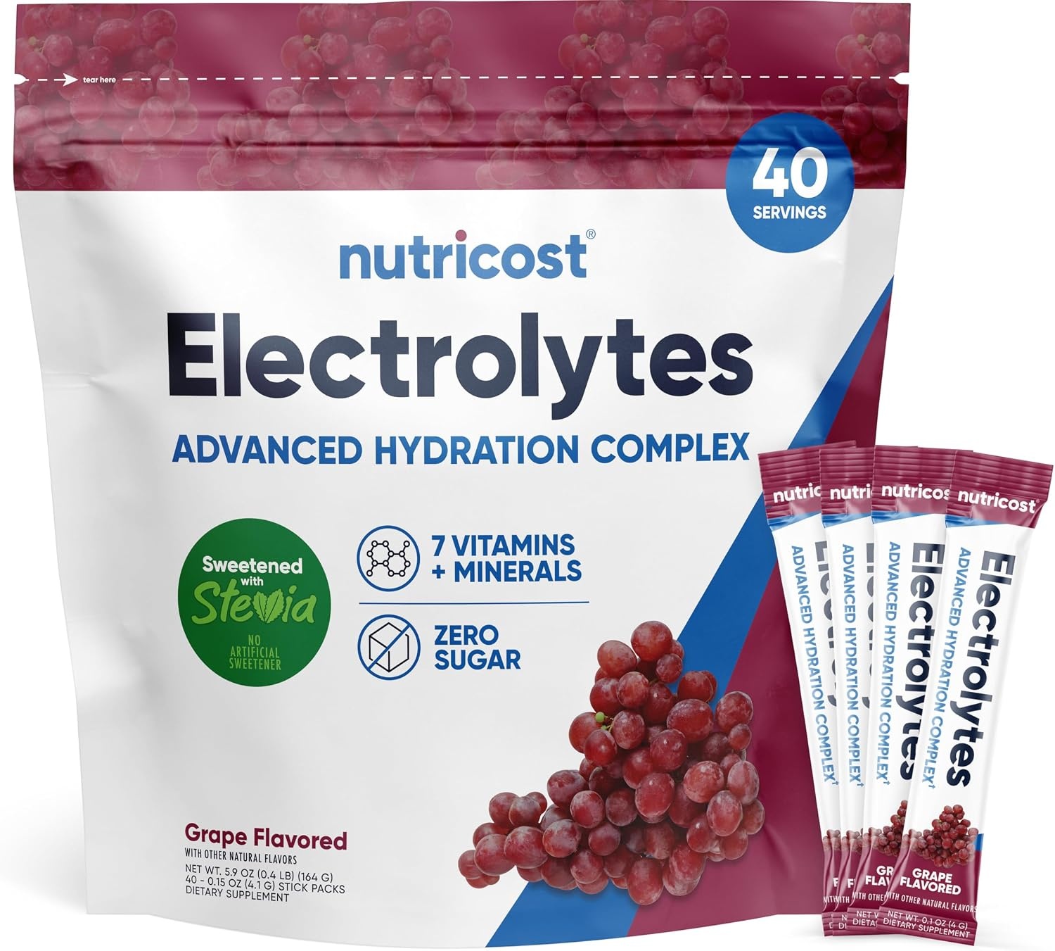 image:imageNutricost Electrolytes Complex Packets Grape 40 StickpacksGrape
