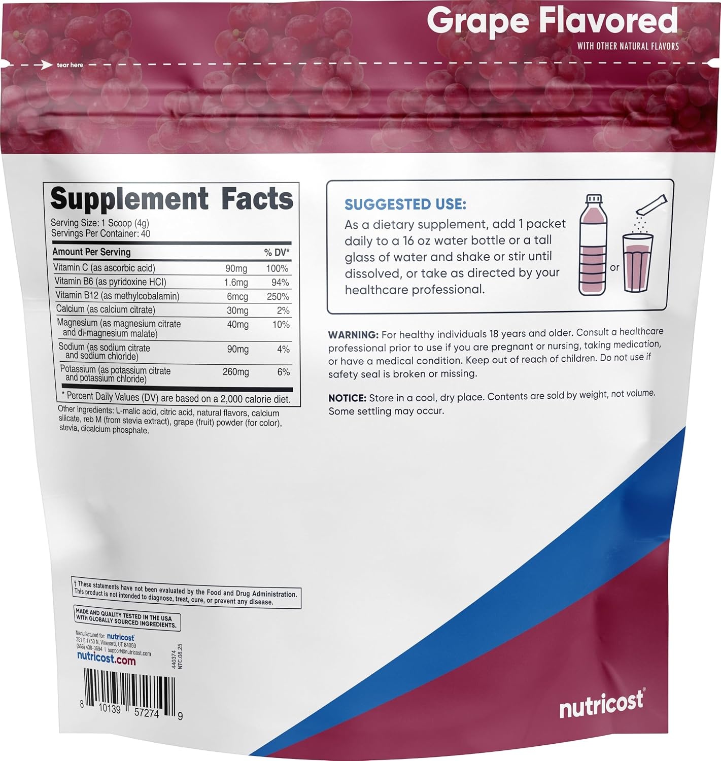 image:imageNutricost Electrolytes Complex Packets Grape 40 StickpacksGrape