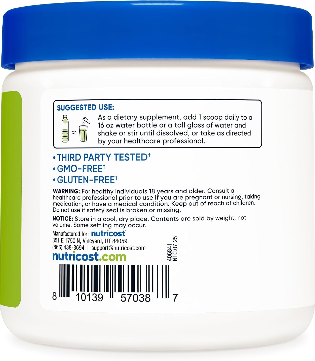 image:imageNutricost Energy Complex Green Apple 60 Servings Clean Energy Powder