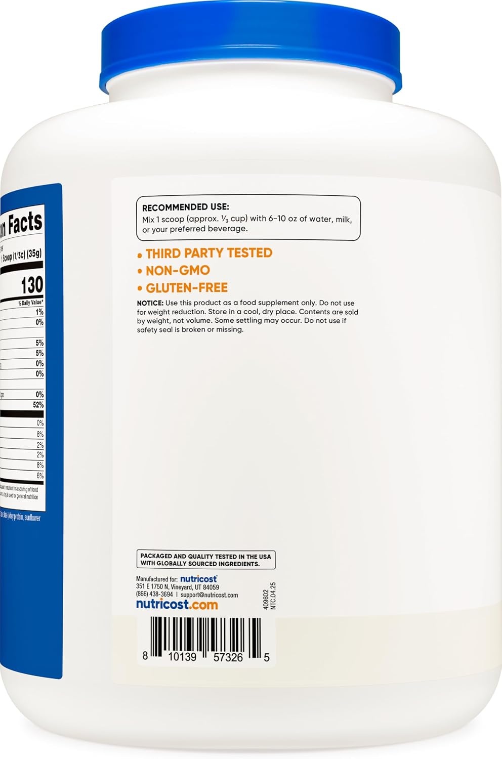 image:imageNutricost GrassFed Whey Protein Isolate Vanilla 5LBSUnflavored