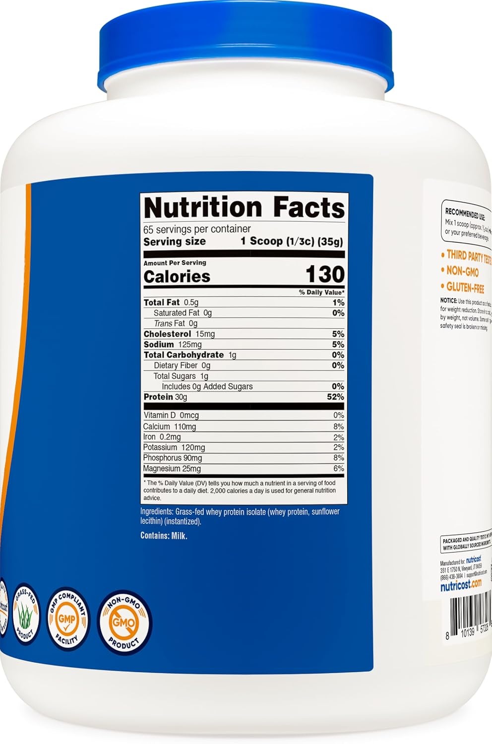 image:imageNutricost GrassFed Whey Protein Isolate Vanilla 5LBSUnflavored