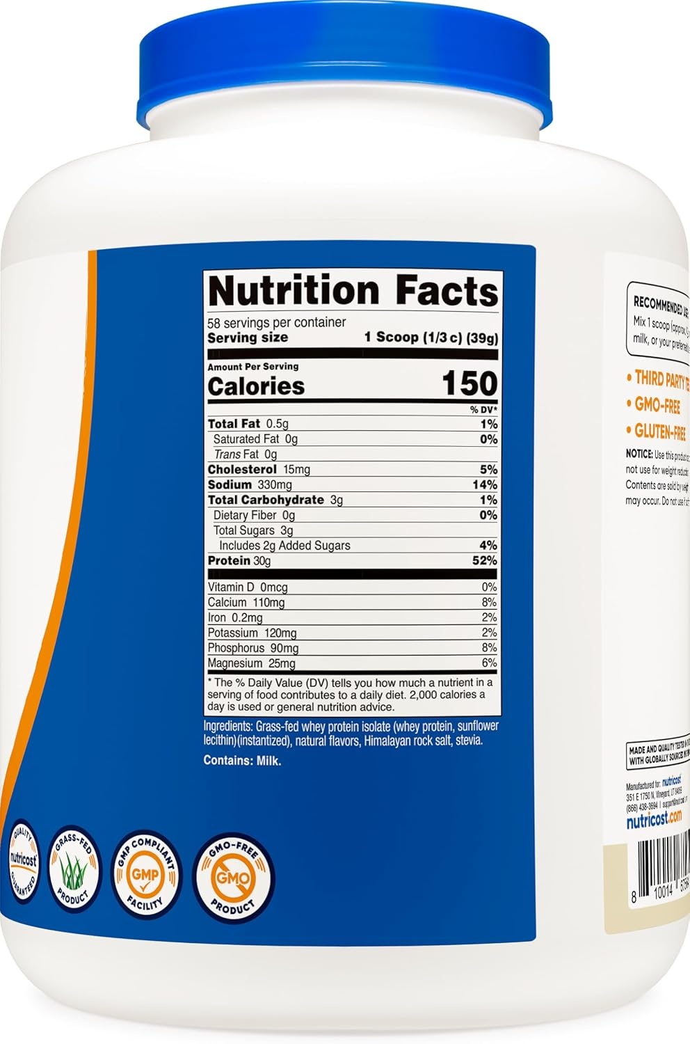 image:imageNutricost GrassFed Whey Protein Isolate Vanilla 5LBSVanilla