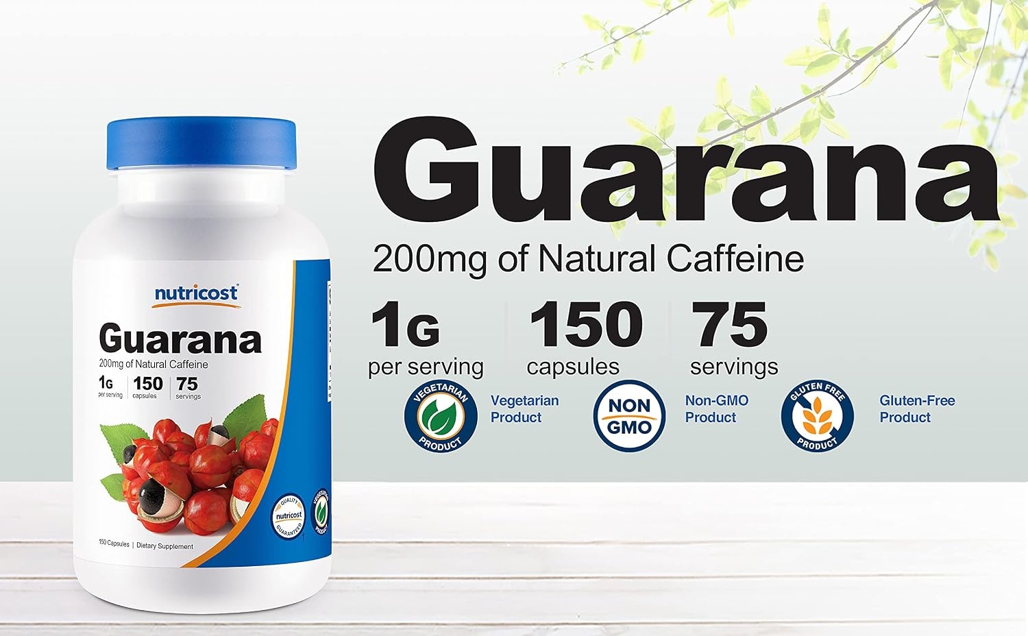 image:imageNutricost Guarana 1000mg Per Serving 150 Vegetarian Capsules 75 Servings150 Count Pack of 2