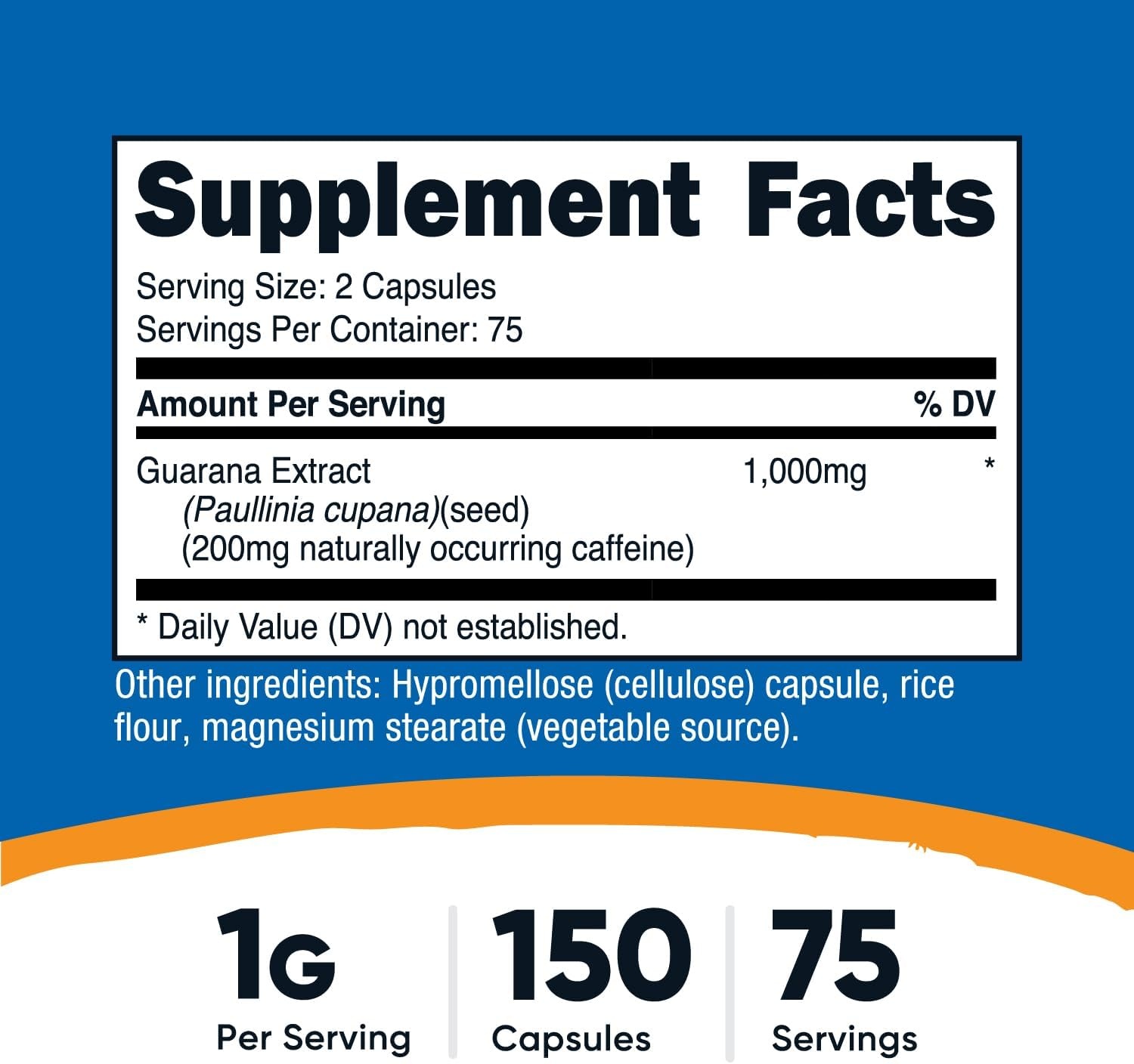 image:imageNutricost Guarana 1000mg Per Serving 150 Vegetarian Capsules 75 Servings150 Count Pack of 2
