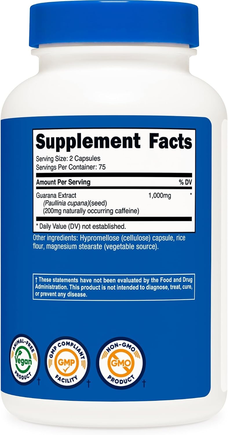 image:imageNutricost Guarana 1000mg Per Serving 150 Vegetarian Capsules 75 Servings150 Count Pack of 2