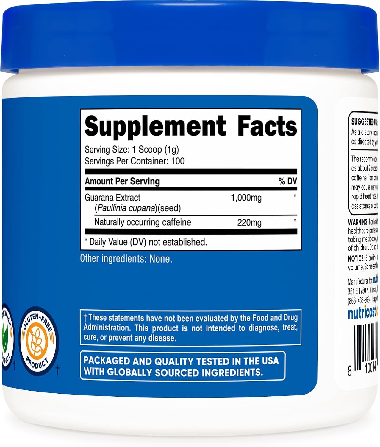 image:imageNutricost Guarana Extract Powder 100 Grams Per Bottle352 Ounce Pack of 1
