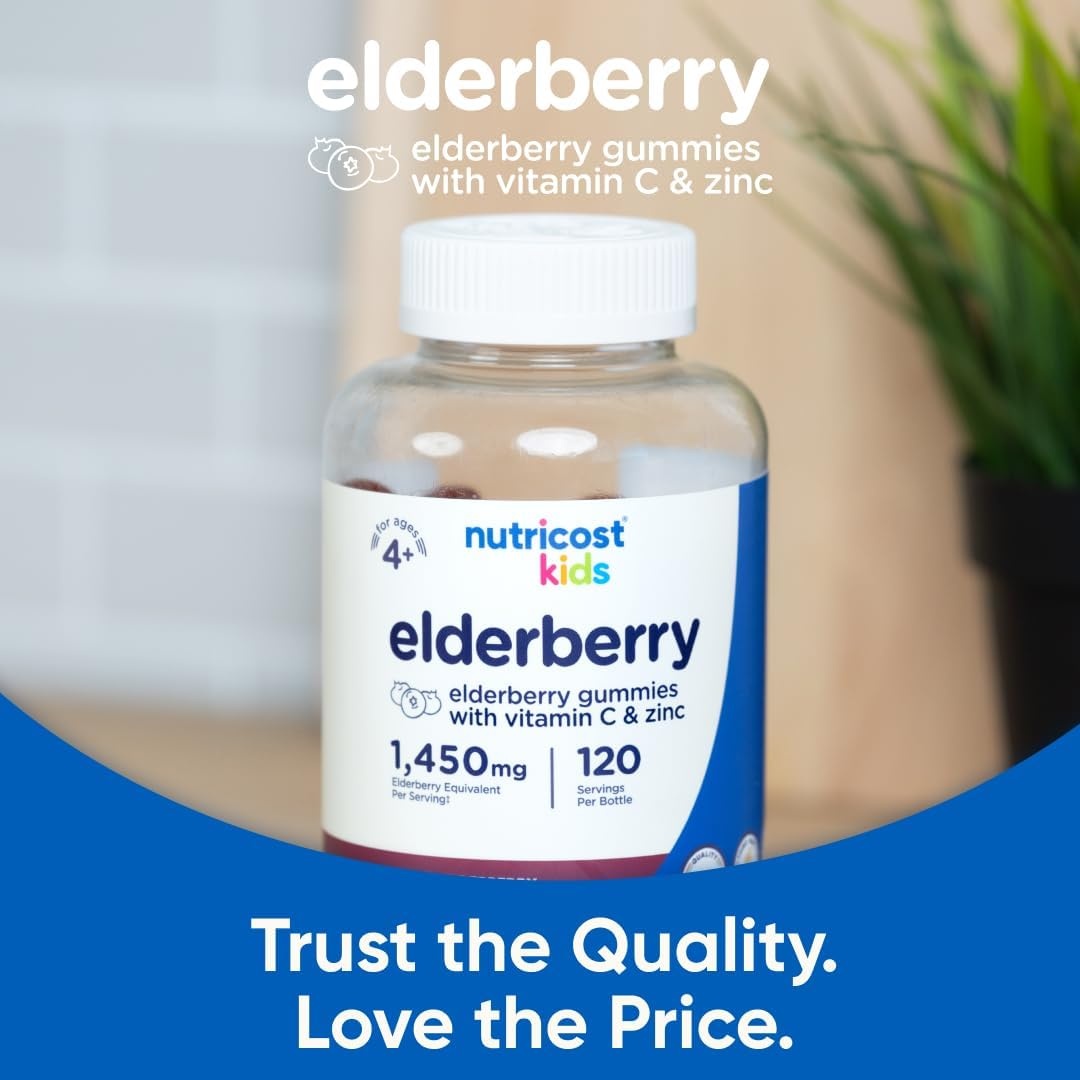 image:imageNutricost Kids Elderberry Gummies 50mg with Zinc amp Vitamin C 120 Gummies1 Count Pack of 120